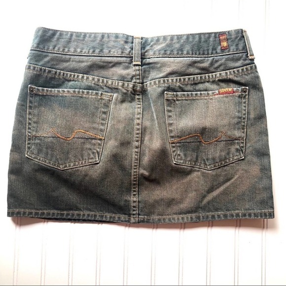 7 for All Mankind Denim Jean Mini Skirt Size 28 Blue Gray Acid Wash - Picture 9 of 13